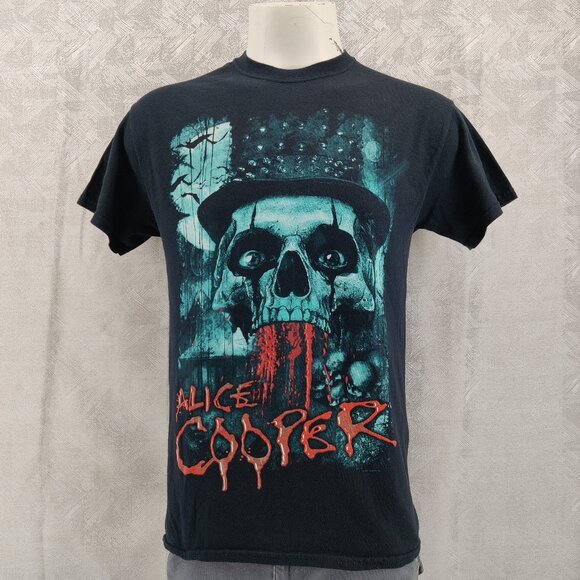 Alice Cooper Shirt Mens Medium Black Spend The Night With Graphic Tee Tour Skull - Picture 1 of 13